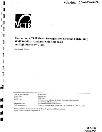 Más sobre Evaluación de las Resistencias al Corte del Suelo para Análisis de Estabilidad de Pendientes y Muros de Contención con Énfasis
