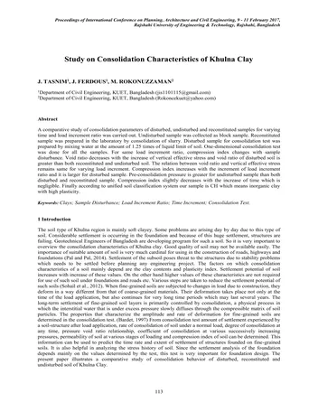 Más sobre Estudio sobre las Características de Consolidación de la Arcilla de Khulna.