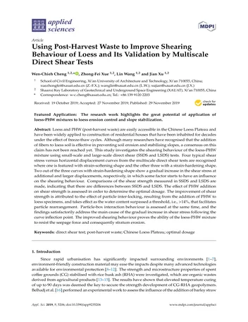 Más sobre Uso de Residuos Post-Cosecha para Mejorar el Comportamiento al Corte del Loess y su Validación a Escala Multinivel