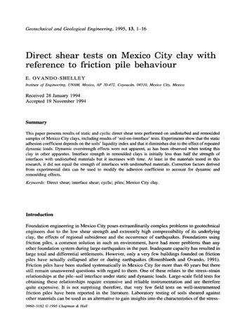 Más sobre Pruebas de Corte Directo en Arcilla de la Ciudad de México con Referencia a los Parámetros de Fricción