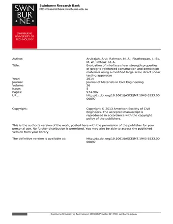 Más sobre Evaluación de las Propiedades de Resistencia al Corte de la Interfaz de Construcción y Geosintéticos