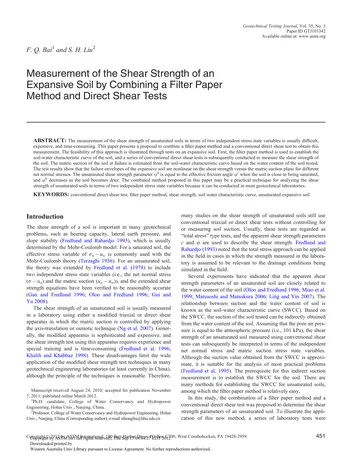 Más sobre Medición de la Resistencia al Corte de un Suelo Expansivo Combinando